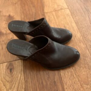 Born Dark Brown Leather clog heels
